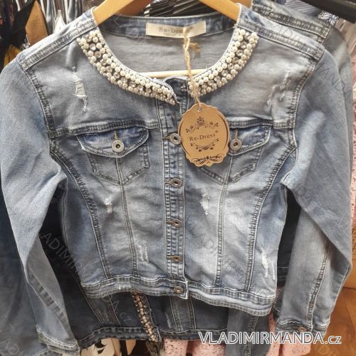 Die Samenperlen der kurzen Frauen der Jeansjacke (xs-xl) kleiden IM919C013 neu an