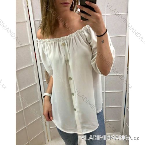 Kurzarm Tunika mit Knöpfen (uni sm) ITALIENISCHER MODUS IM919489
