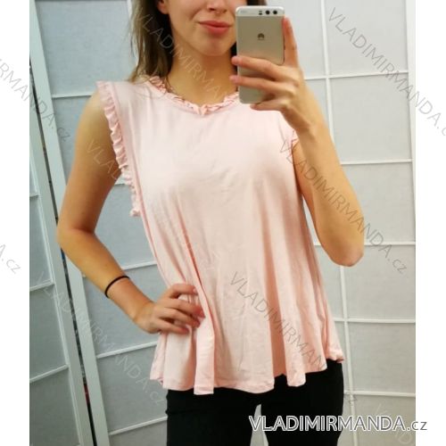 Tunika-Shirt ärmellose Damen (uni) ITALIENISCHE Mode IM91705459