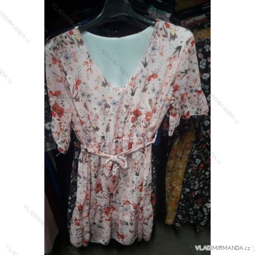 Sommerkleid 3/4 Langarm Damen Blumen mit Schleife (uni s / m) ITALIENISCHER MODUS IM919556

