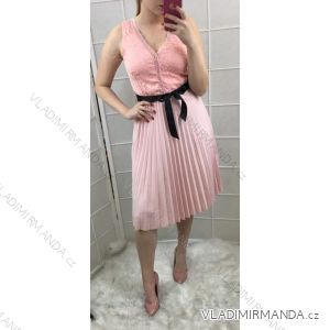 Ärmelloses Kleid elegante lange Damen (uni sl) ITALIENISCHE Mode IM719014
