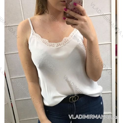 Loose Top mit Spitze Satin Sommer Frauen (uni s / m) ITALIENISCHER MODUS IM719300
