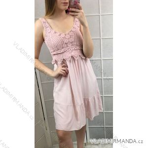 Ärmelloses Kleid elegante lange Damen (uni sl) ITALIENISCHE Mode IM719014