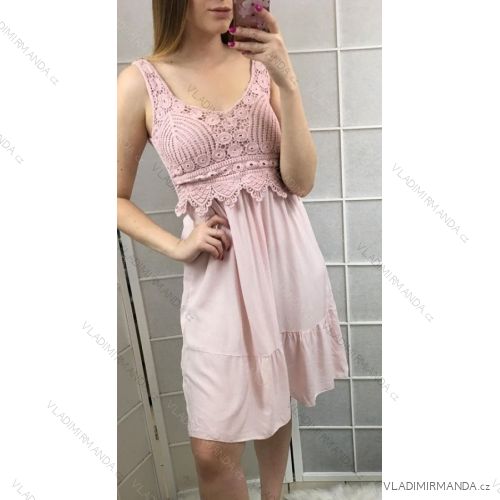 Ärmelloses Kleid elegante lange Damen (uni sl) ITALIENISCHE Mode IM719014