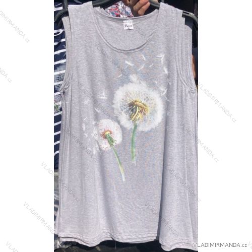 Ärmelloses T-Shirt Flower Damen Übergröße (M-4XL) POLISH FASHION PM119180
