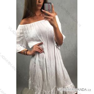 Damen Kurzarm Kleid mit nackten Schultern (uni s / m) ITALIENISCHER MODUS IM719279
