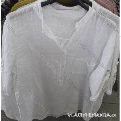 Damen-Kurzarmhemd (uni xl-3xl) ITALIAN MODE IM719692
