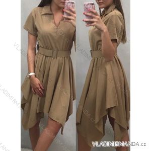 Sommer Kurzarm Kleid mit Gürtel Frauen (uni s / m) ITALIENISCHER MODUS IM1419015
