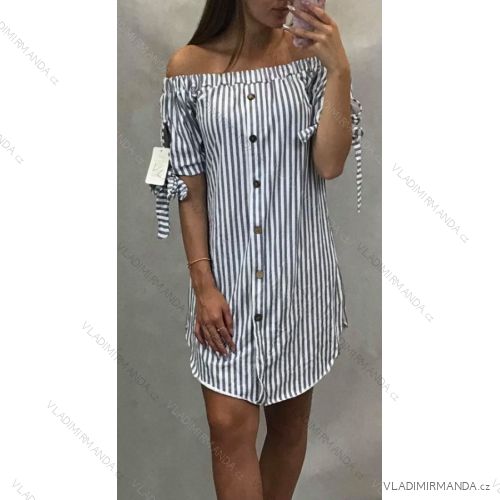 Sommer kurze Damenstreifen mit nackten Schultern (uni s / m) ITALIENISCHER MODUS IM919170