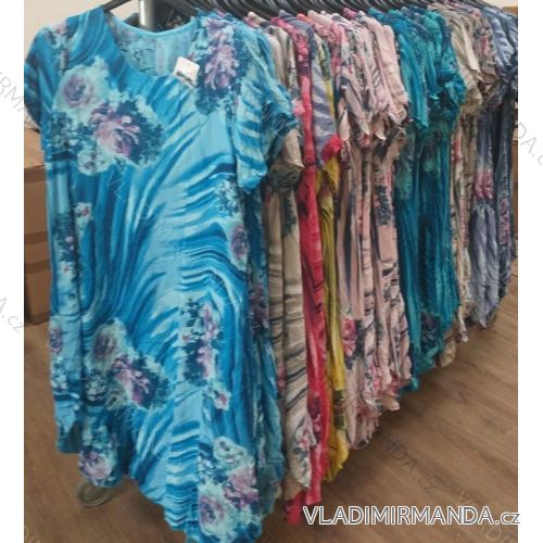 Kurzes Sommer-Kurzarm-Damenkleid mit Blumenmuster (uni xl-2xl) ITALIAN MODA IM1219031