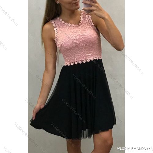 Ärmelloses, elegantes Sommerspitzenkleid (uni sl) ITALIENISCHE Mode IM918359