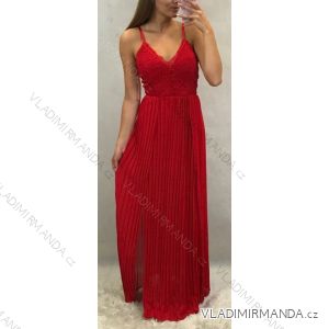 Kleid für Träger mit Spitze lange Damen (uni sl) ITALIENISCHE Mode IM918040