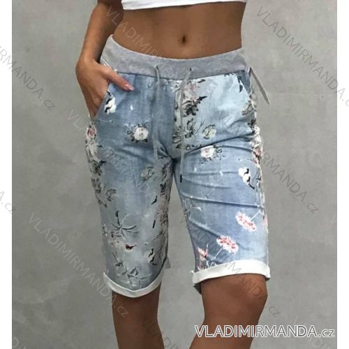 Jogginghose 3/4 Shorts Sommer Damen Blumen (uni m / l) ITALIENISCHE MODE IM1319135
