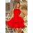 205-1 LAURA ausgestelltes Kleid mit Spitze - rot
