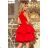 205-1 LAURA ausgestelltes Kleid mit Spitze - rot
