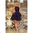 205-3 LAURA ausgestelltes Kleid mit Spitze - Marineblau
