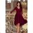 210-1 NICOLLE - Kleid mit längerem Rücken und Spitzenausschnitt - Farbe Burgund
