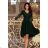 210-3 NICOLLE - Kleid mit längerem Rücken und Spitzenausschnitt - Dunkelgrün
