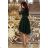 210-3 NICOLLE - Kleid mit längerem Rücken und Spitzenausschnitt - Dunkelgrün
