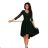 210-3 NICOLLE - Kleid mit längerem Rücken und Spitzenausschnitt - Dunkelgrün
