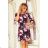 217-5 NEVA Trapezkleid mit ausgestellten Ärmeln - schwarz + Blumen
