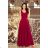 246-1 CINDY langes Kleid mit Ausschnitt - Burgunder
