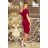 240-2 ROXI Kleid mit asymmetrischem Rock und Gürtel - Burgunder
