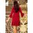 228-4 LUCY - Plissee bequemes Kleid - Burgund
