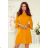 228-7 LUCY - plissiertes bequemes Kleid - senffarben
