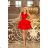 200-4 CHARLOTTE - Exklusives Kleid mit Spitzenausschnitt - ROT
