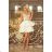 200-1 CHARLOTTE - Exklusives Kleid mit Spitzenausschnitt - Gold / Beige + Ecru
