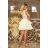 200-1 CHARLOTTE - Exklusives Kleid mit Spitzenausschnitt - Gold / Beige + Ecru
