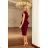 192-6 Elegantes Midikleid mit Rüschen - Farbe Burgund
