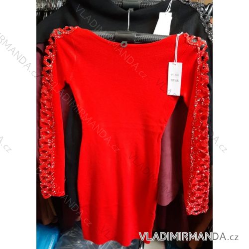 Damen kurzes Abendkleid Langarm (S-XL) MB21 IM619052