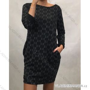Kleid 3/4 Ärmel Langarm Damen (UNI ml) ITALIENISCHE MODE IMC191122