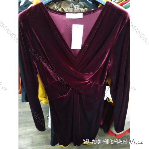 Samt Langarm Kleid, Linie Damen (uni s / l) ITALIAN FASHION IM9191112