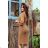 275-1 JENNY Bequemes Kleid mit Binding in der Taille - Karamell
