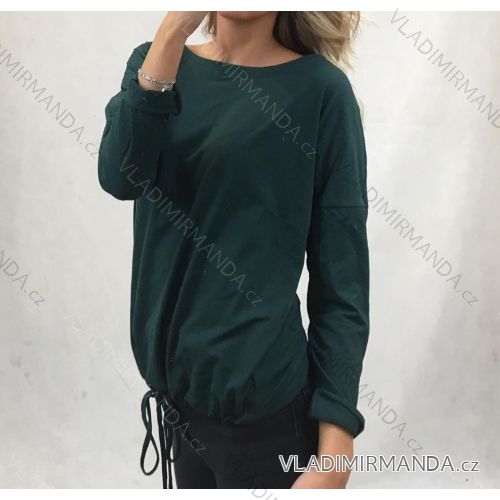 Damen T-Shirt Spitze Tunika Langarm Langarm (Uni M / L) ITALIEN MODA IM5188018
