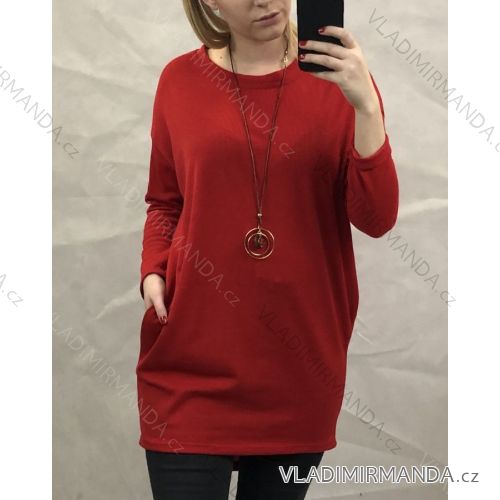 Tunika ALÁ DRESS Langarm Damen MIT SCHMUCK (uni s / m) ITALIENISCHE MODE IM919905