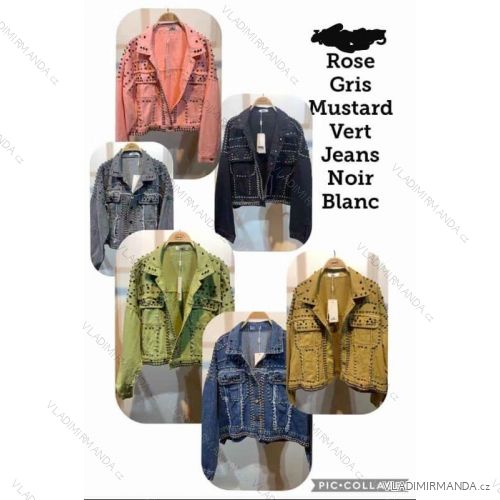 Jacke Frühling Jeans mit Nieten Frauen (S-XL) polnischen Moda JMK19031