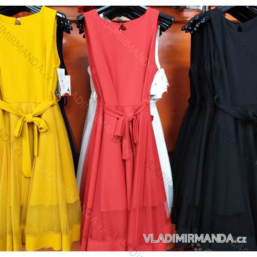 Elegantes Kleid mit Gürtel lange Frauen (uni s-l) ITALIENISCHE MODE IM720014
