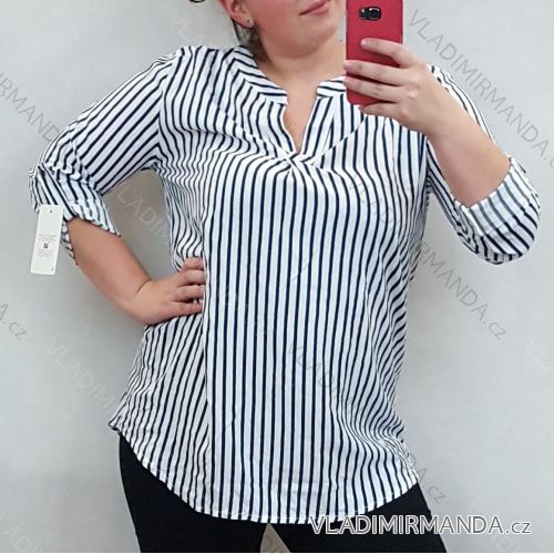 Bluse All Shirt 3/4 Langarm Damen (Uni XL / 2XL) ITALIAN FASHION IM720035
