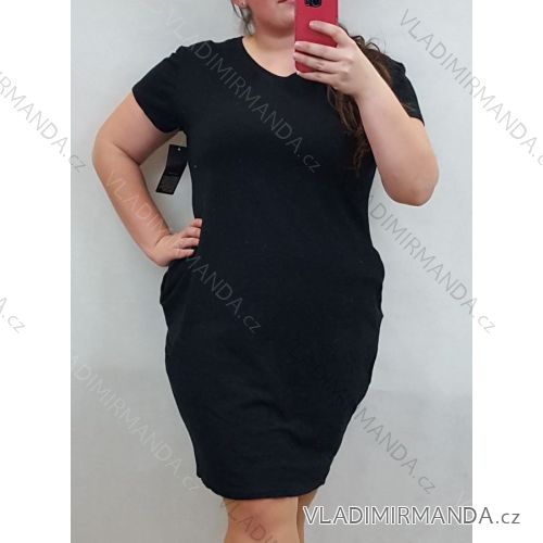 Klassisches Kurzarmkleid Damen (uni xl / 2xl) ITALIAN FASHION IM720046