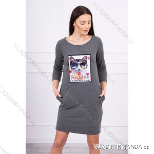 Kleid mit 3D-Katzengrafiken, puderrosa