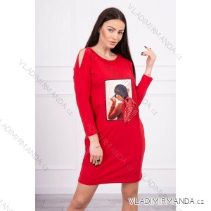 Kleid mit Grafik und 3D-Tupfenschleife beige