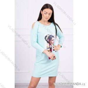 Kleid mit Grafiken und buntem 3D-Bogen schwarz