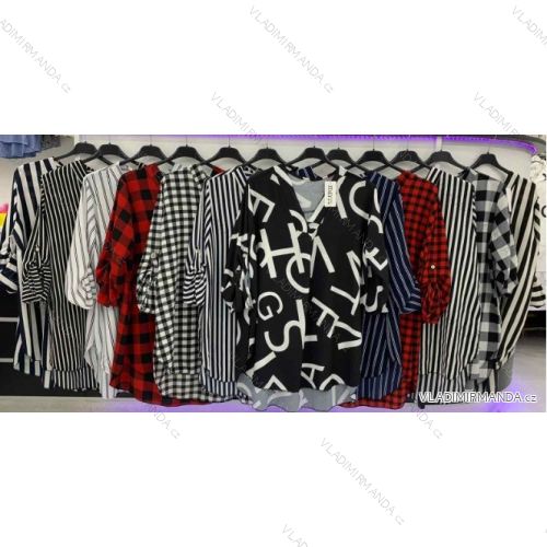 Tunika T-Shirt 3/4 lange Ärmel Frau übergroß (uni xl-3xl) ITALIENISCHE Mode IM2171807-1