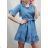 Denim Kurzarm Kleid Frauen (UNI S / M) ITALIAN FASHION IM920010