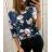 T-Shirt mit 3/4 Ärmeln Blumen Frauen (Uni L-XL) Italienische Mode IM519071XL