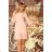 228-1 LUCY - Plissee bequemes Kleid - Pfirsich

